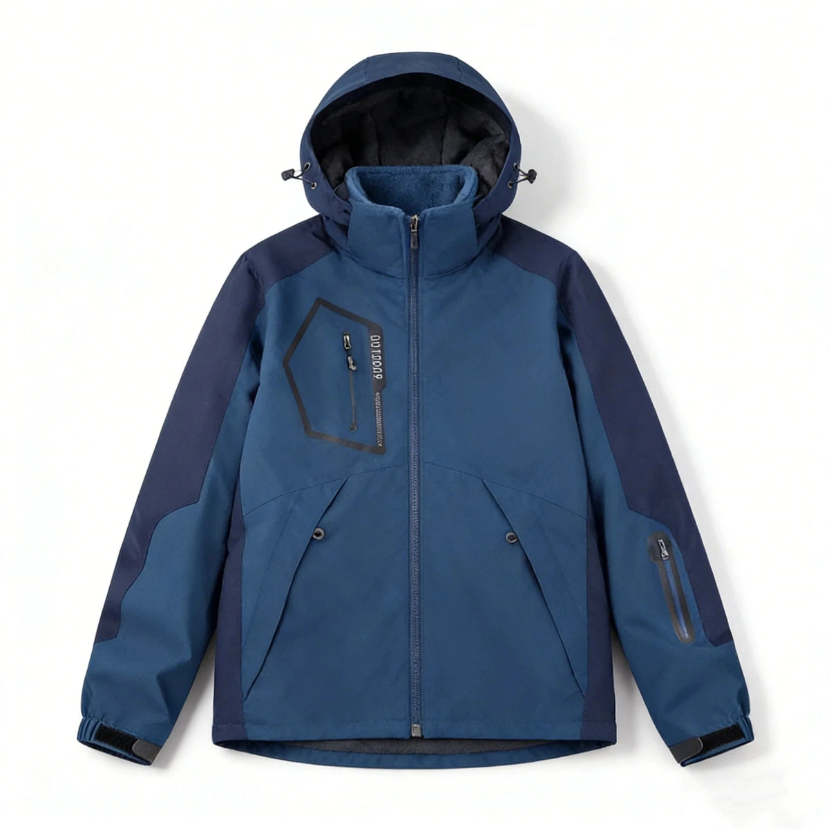 Unisex 3-i-1 Outdoorjacka med Avtagbart Fleecefoder och Huva i Vattenavvisande Material