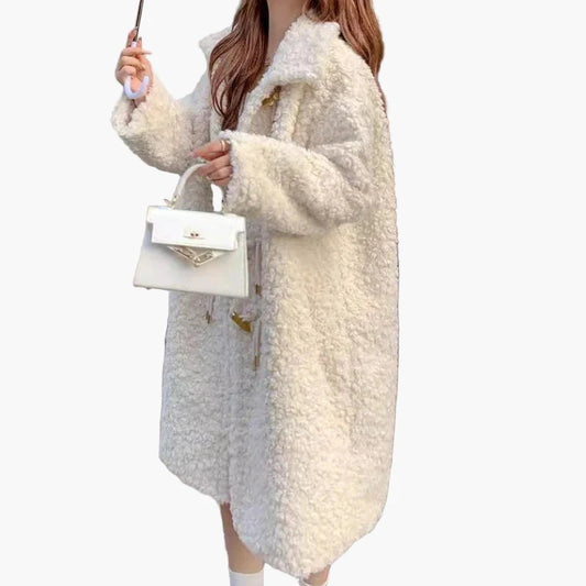 Dam Teddy Oversized Vinterjacka – Trendig och Varm Ytterrock för Kallt Väder