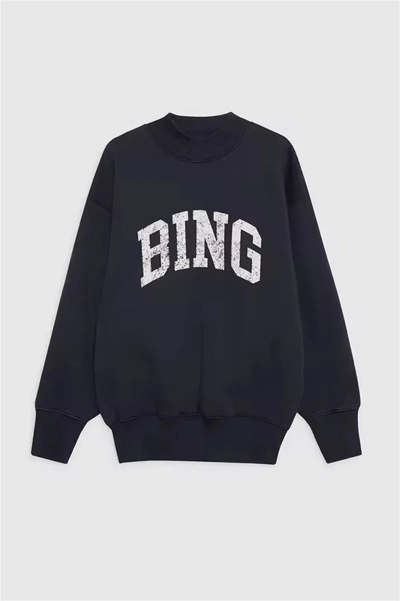 Dam sweatshirt grå med "PARIS" tryck rund hals oversized