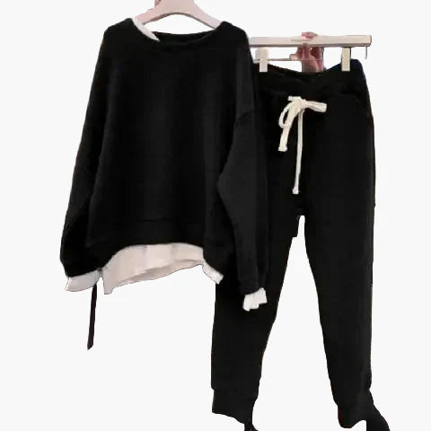 Damernas Plus Size Lounge-set – Avslappnad Tröja & Byxa för Vardagsbruk och Hemmamys