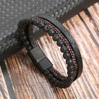 Herrarmband i flätad konstläderstil med graveringsbar detalj – Trendigt accessoar för vardag och fest