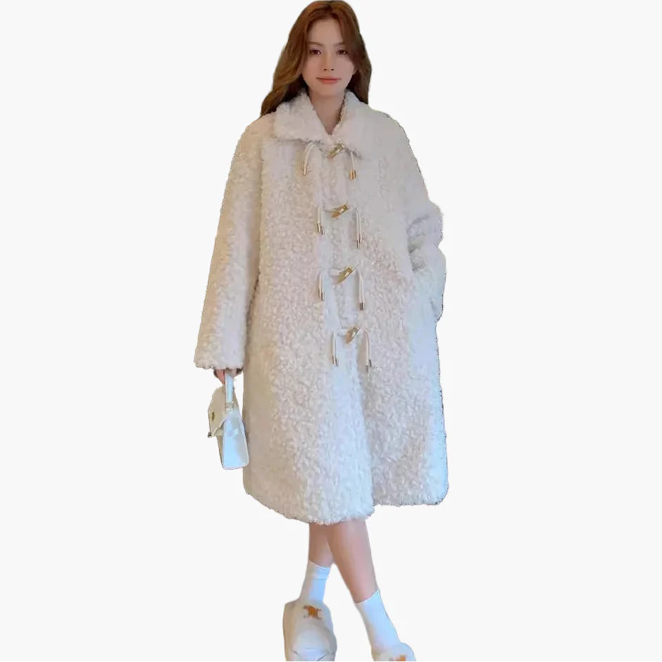 Dam Teddy Oversized Vinterjacka – Trendig och Varm Ytterrock för Kallt Väder
