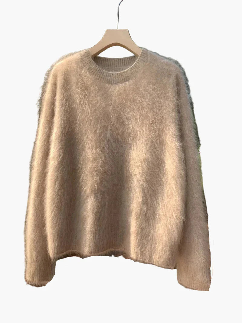 Damtröja Oversized Lös Stickad Tröja för Vardagsbruk och Mysiga Kvällar