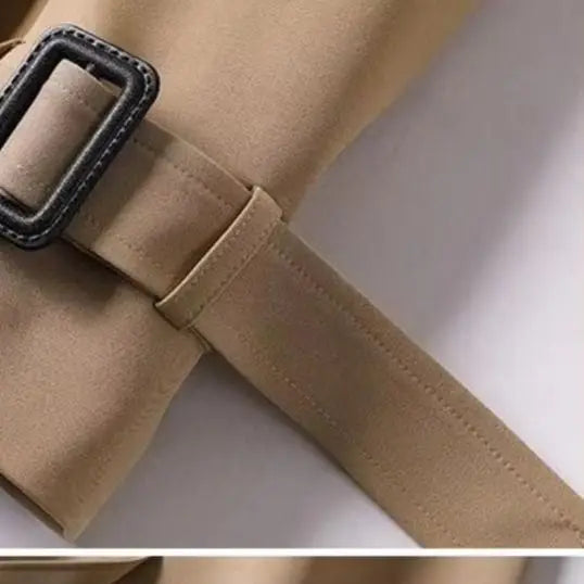 Klassisk Trenchcoat för Dam, Lång Dubbelknäppt Kappa med Bälte