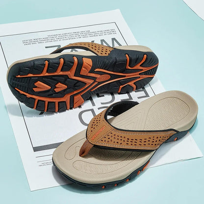 Herrsandal Flip-Flop Sport med Stötdämpning och Fotvalvsstöd – Perfekt för Strand, Promenader och Vardag