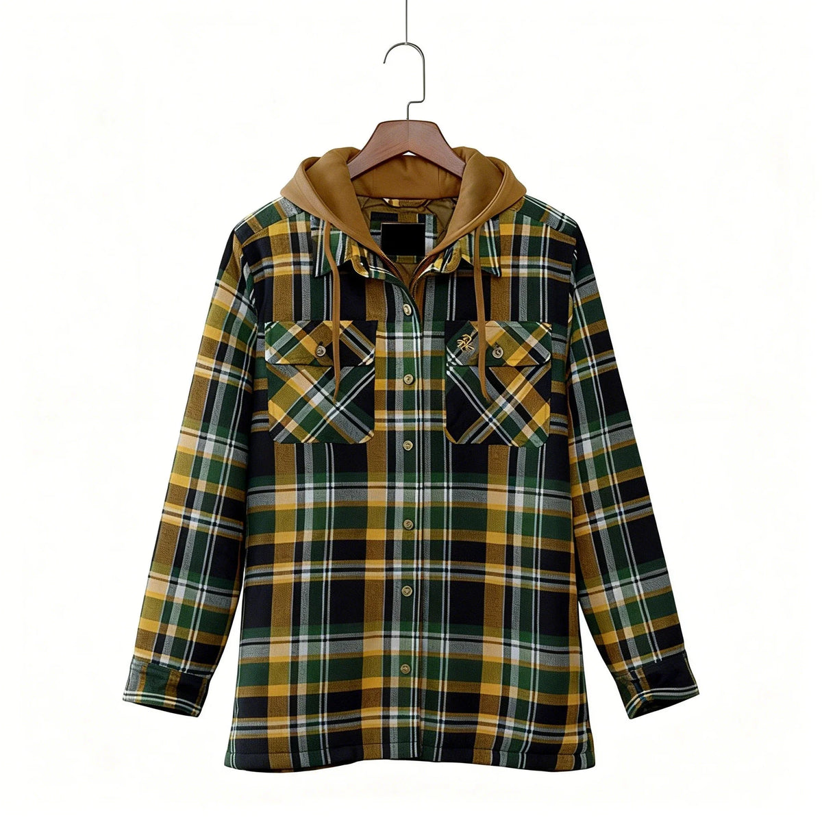 Rutig Overshirt med Quiltat Foder och Luva för Herr