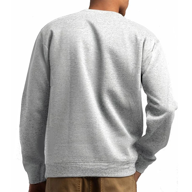Enkel Tröja Rundhalsad Långärmad Sweatshirt i Olika Färger