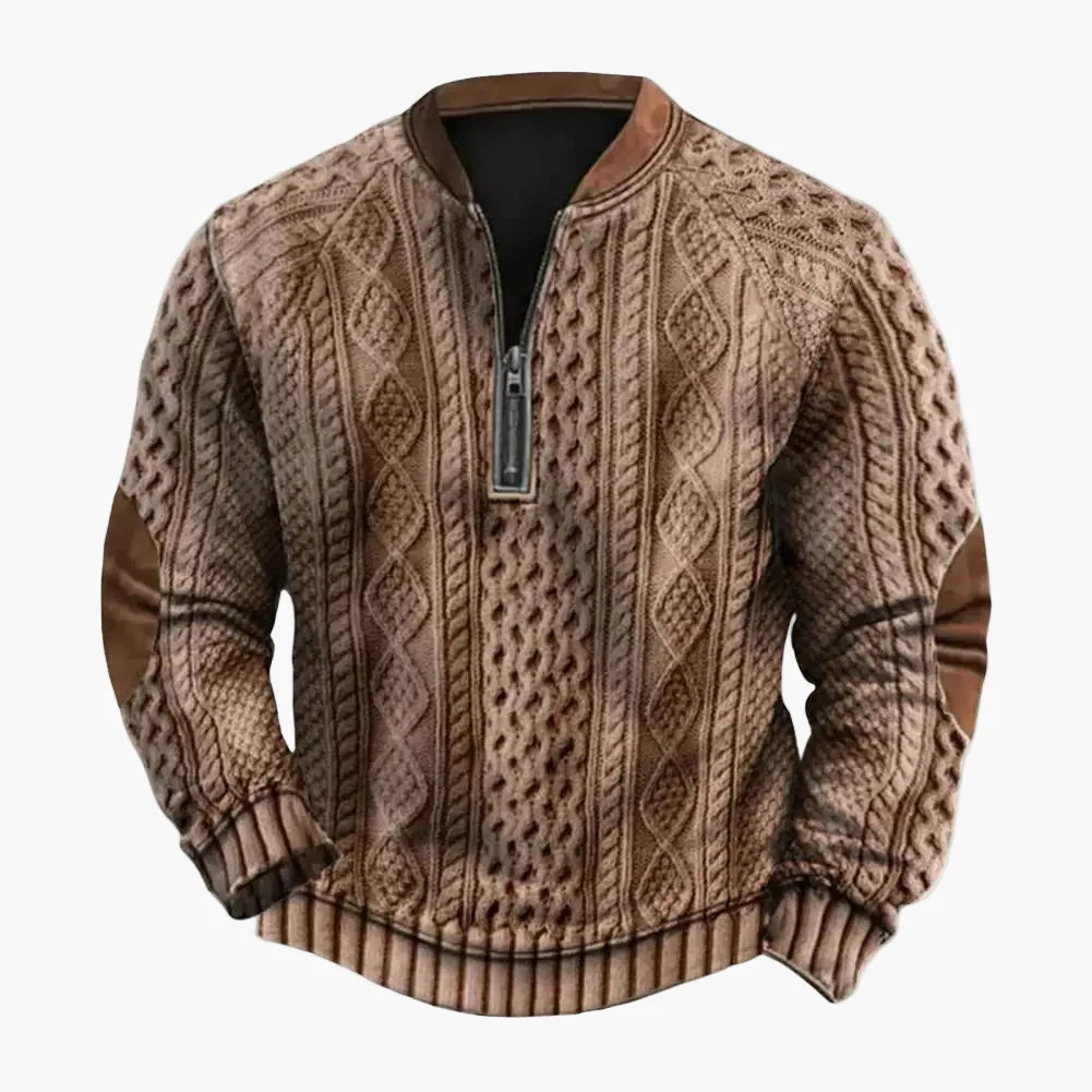 Herr Tröja Halvdragkedja Rhombusmönstrad Patchwork Stil Vardags- och Sportig Pullover