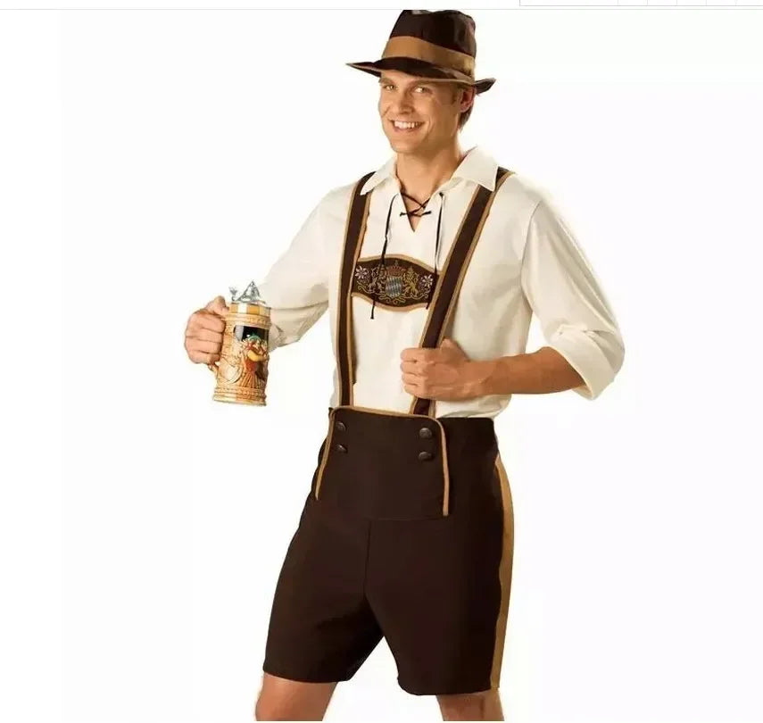 Herr Oktoberfestkostym med hängselbyxor och skjorta