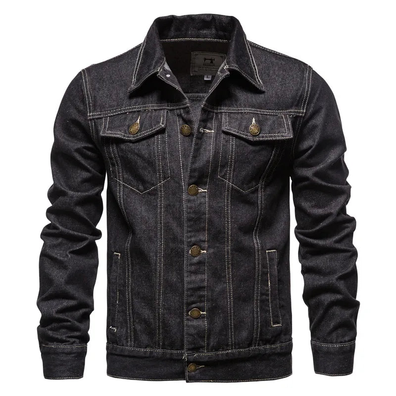 Jeansjacka i denim med krage och fickor