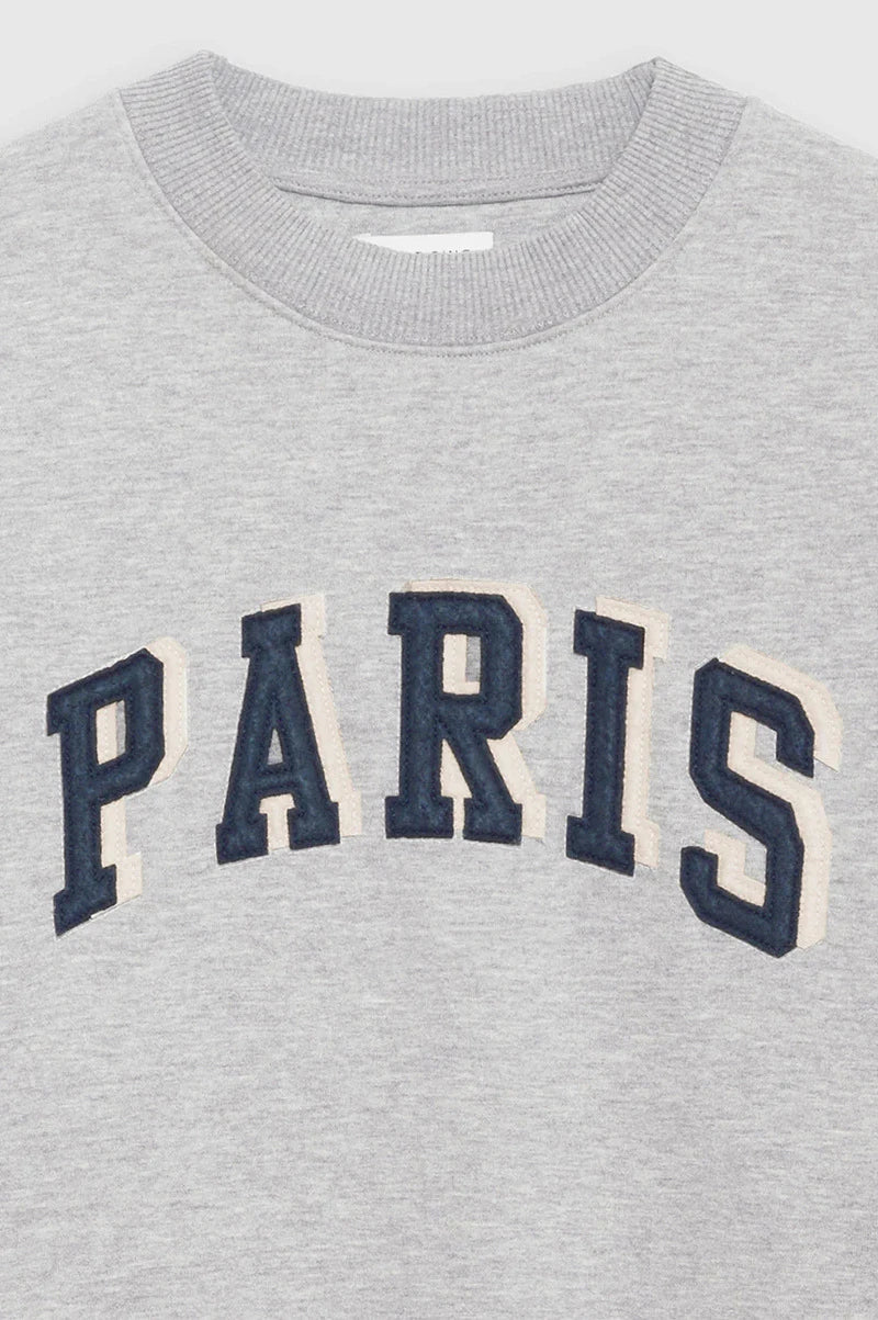 Dam sweatshirt grå med "PARIS" tryck rund hals oversized