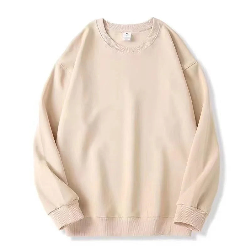 Enkel Enfärgad Sweatshirt för Herr i Mjukt Material med Rund Halsringning