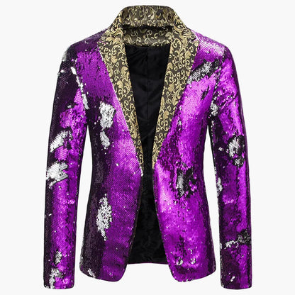 Herr Paljettblazer för Fest och Scen, Glamourös Kavaj för Särskilda Tillfällen