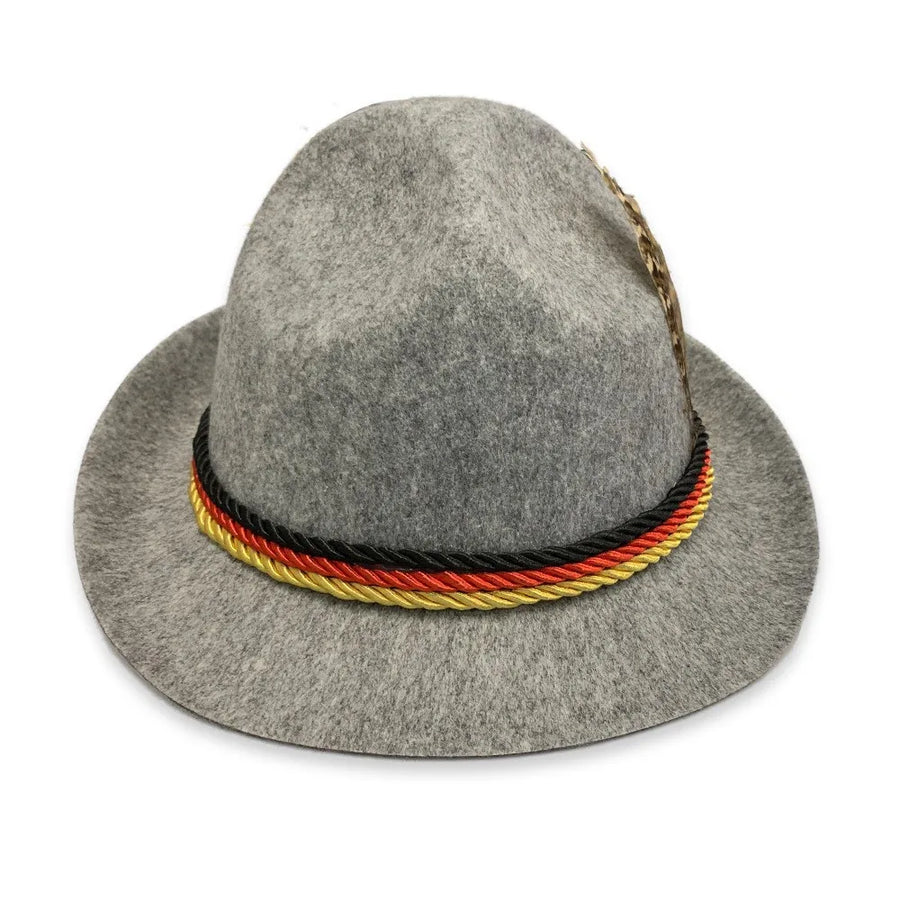 Herr Oktoberfest Lederhosen-set med skjorta, hängslen och hatt, broderade korta byxor