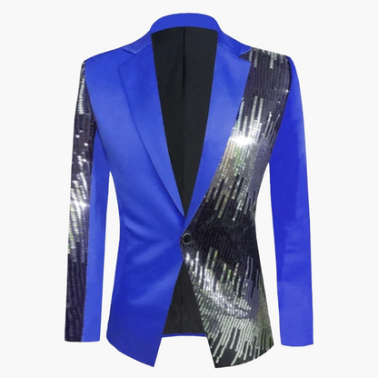 Herrkavaj Fest Blazer med Paljettdetaljer och Unik Design – Perfekt för Kvällsbruk och Evenemang