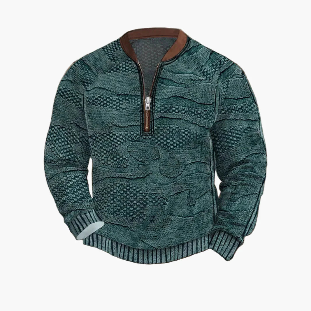 Herrar Halvzip Stickad Tröja med Modern Mönsterdesign för Vardag och Fritid