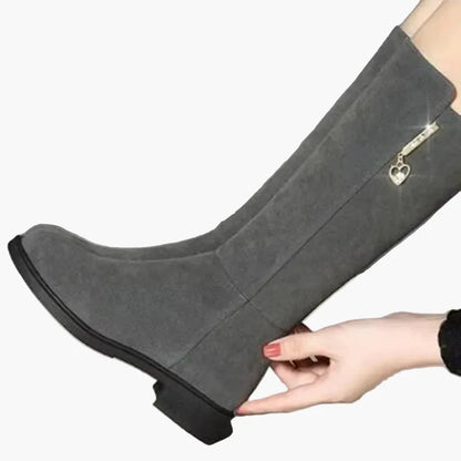 Damskor Knähöga Modeboots med Dragkedja och Hjärtdekor – Perfekta för Vinter och Höst