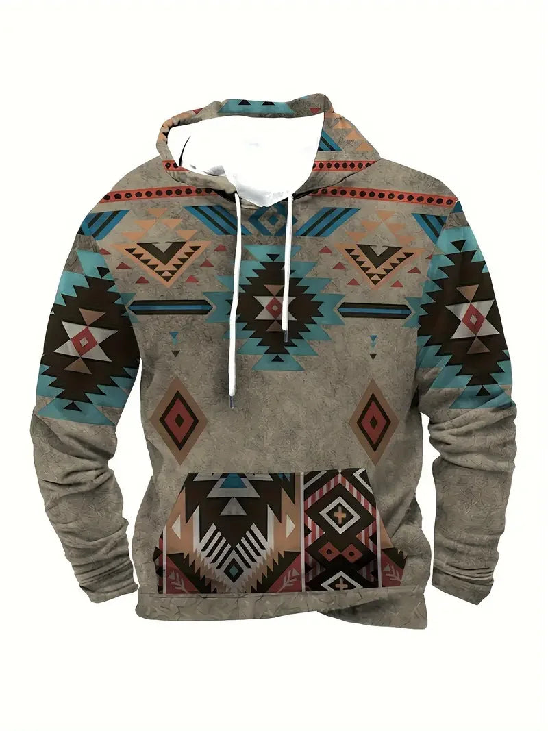 Unisex Hoodie med Djurmönster och Etniskt Tryck