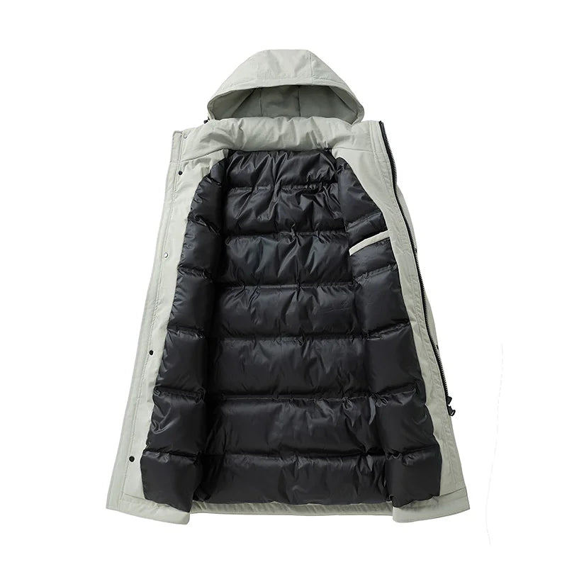 Herr Lång Parkas Vinterjacka med Huva Fodrad Långärmad
