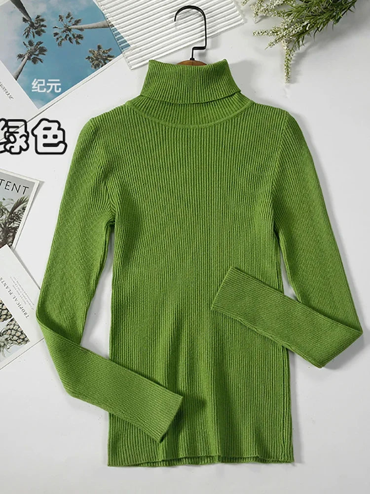 Ribbstickad Polotröja för Dam i Flerfärgad Stretchig Design