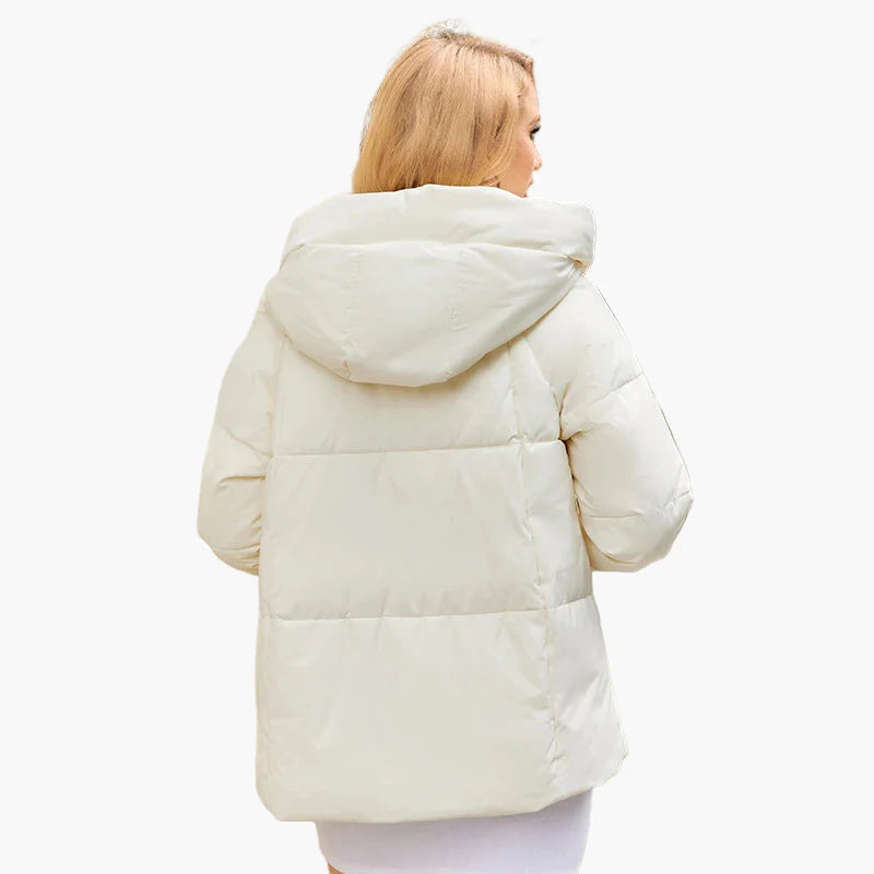 Dam Vinterjacka Med Huva – Modern Vadderad Parkas För Vardagsbruk