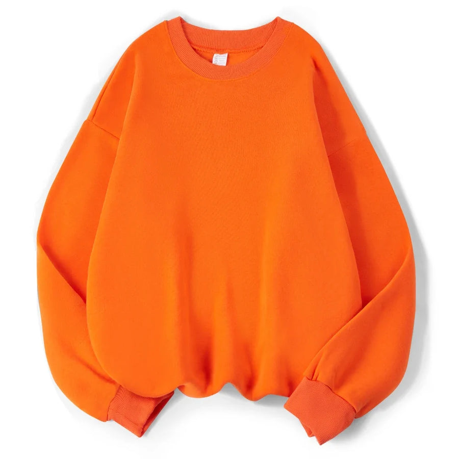 Lila Oversize Sweatshirt med Rund Halsringning