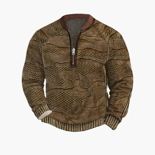 Herrar Halvzip Stickad Tröja med Modern Mönsterdesign för Vardag och Fritid