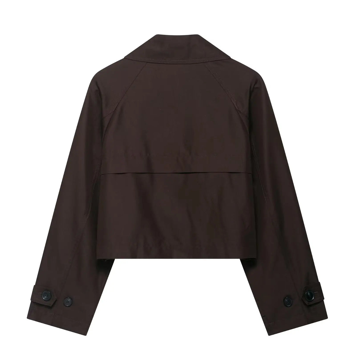 Kort dubbelknäppt jacka för dam, beskuren design med krage, i beige och brunt