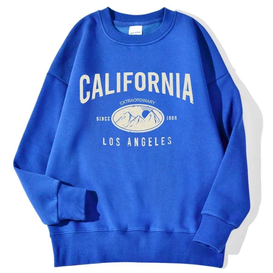 Mjuk Sweatshirt med Tryck Rundhalsad Långärmad