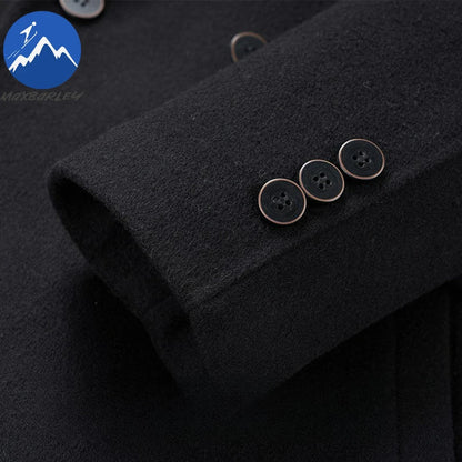 Herr Elegant Dubbelknäppt Kappa för Stil och Vardag