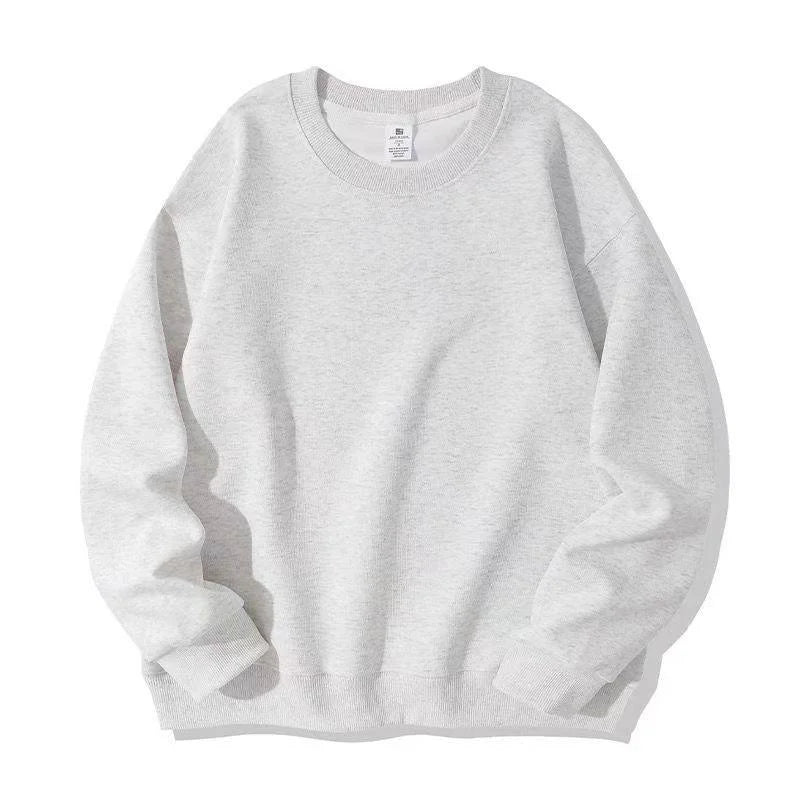 Enkel Enfärgad Sweatshirt för Herr i Mjukt Material med Rund Halsringning