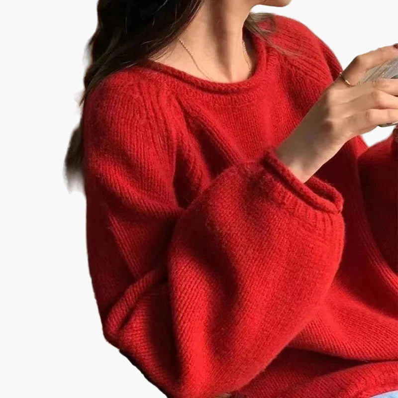 Damtröja Oversize Stickad Franskinspirerad Vardagsstil