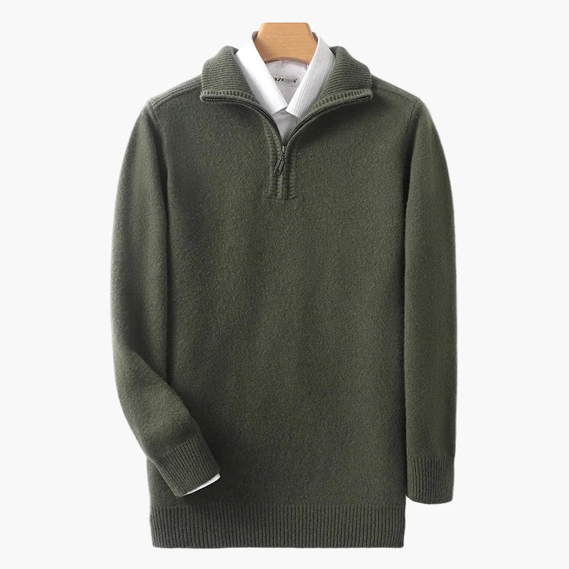 Herr Halvzip Stickad Tröja – Klassisk och Varm Pullover för Vardag och Kontor