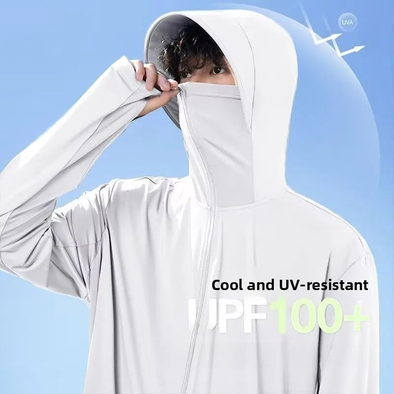 Unisex UV-skyddande huvtröja med dragkedja och ansiktsmask, flera färger