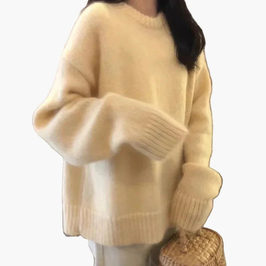 Damtröja – Oversized Pullover för Vinter, Avslappnad Stil, Vardag och Fritid