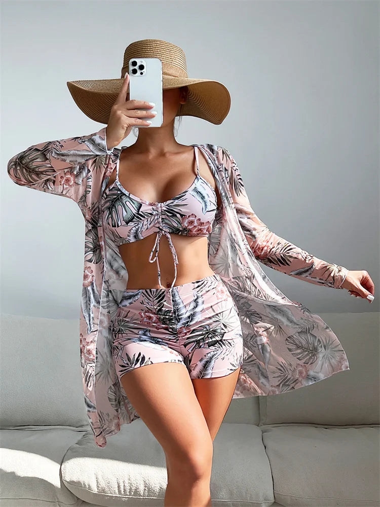 Mary – Modernt Högmidjat Dam Bikini med Långa Ärmar