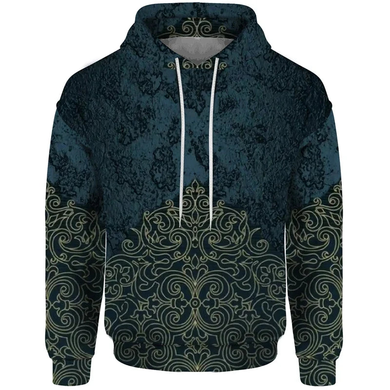 Hoodie med lapptäcksdesign och mönster