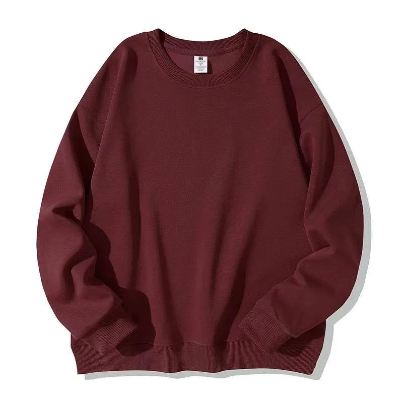 Enkel Enfärgad Sweatshirt för Herr i Mjukt Material med Rund Halsringning