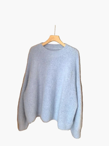 Damtröja Oversized Lös Stickad Tröja för Vardagsbruk och Mysiga Kvällar