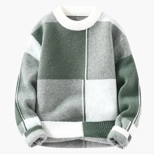 Herr Stickad Tröja Rutmönstrad Varm Höst/Vinter Casual