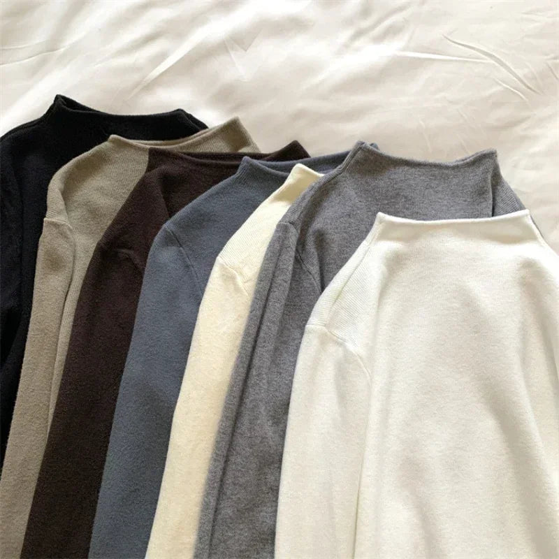 Långärmad Mockneck Tröja för Dam i Mjukt Material