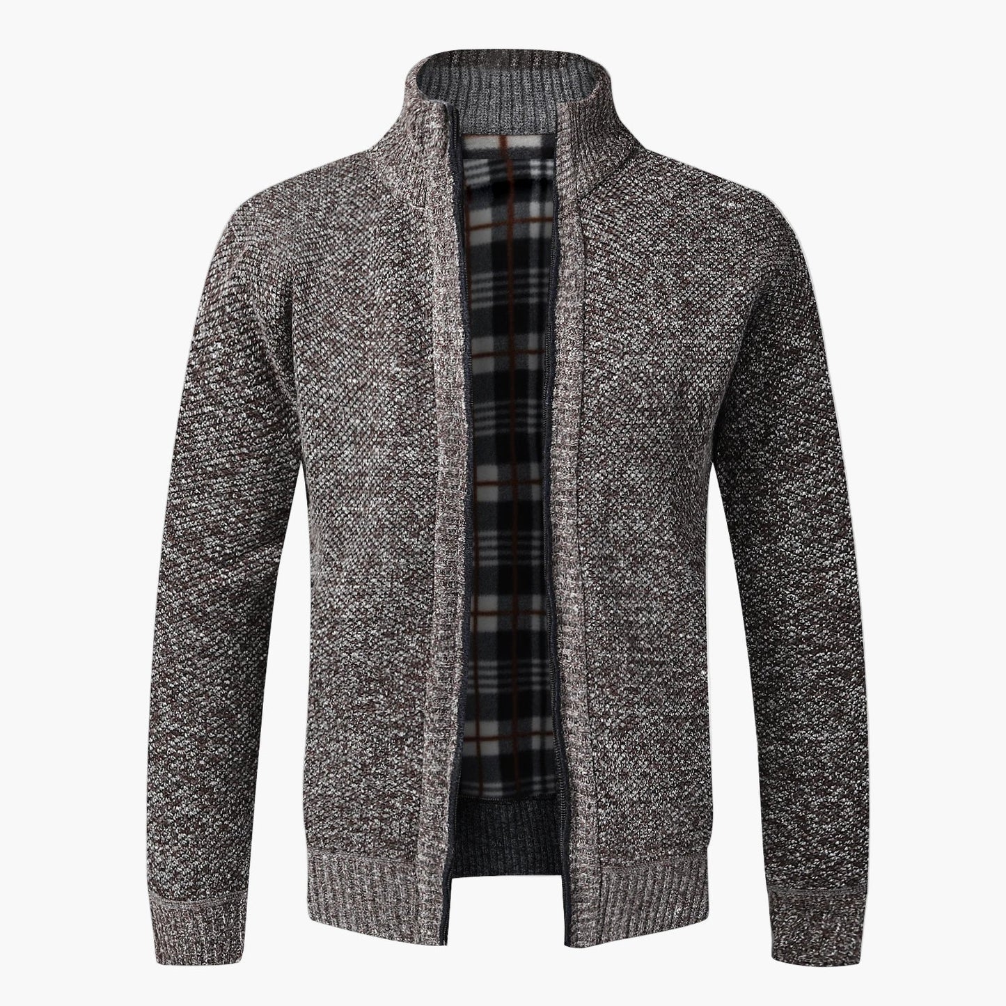 Herrstickad cardigan med dragkedja – elegant och varm höstjacka