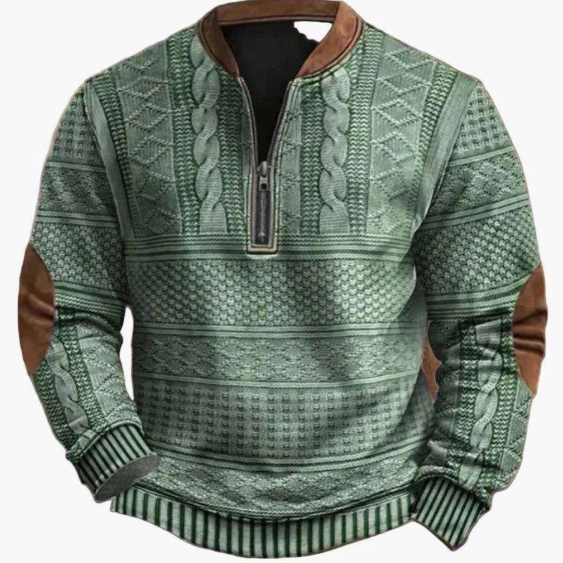 Herr Halvzip Tröja – Varm Stickad Sweatshirt för Höst/Vinter – Modern och Bekväm