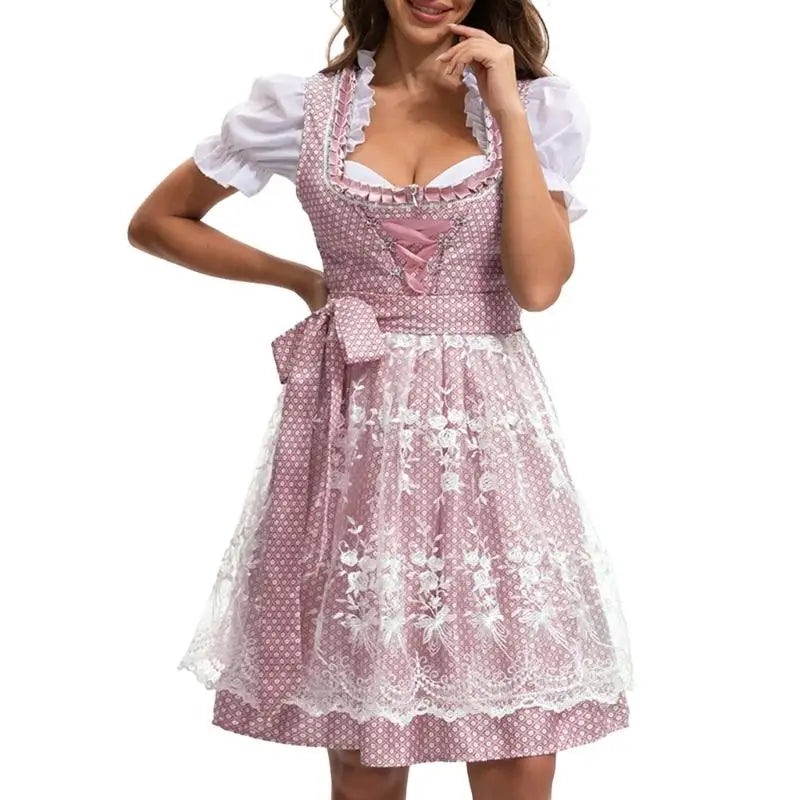 39BB Bierkostüm, Dirndl, Kleider, Bluse, Schürze, deutsches bayerisches Oktoberfest-Kostüm-Set