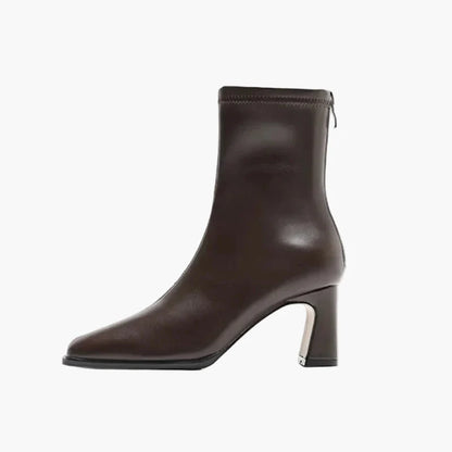 Dam Ankelboots med Blockklack och Fyrkantig Tå – Elegant Vardags- och Festskor