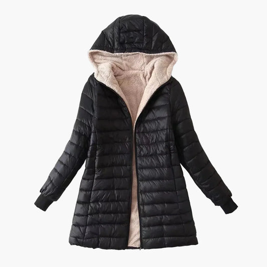 Dam Parkasjacka med Huva – Varm och Lätt Vinterjacka för Elegant Stil