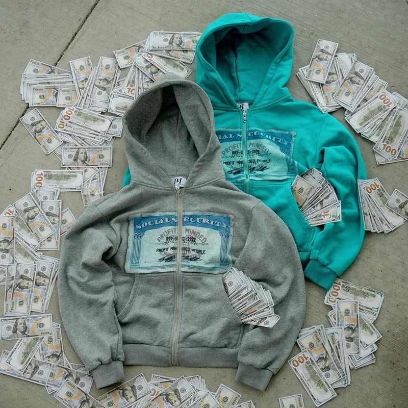 Hoodie med dragkedja och tryck, kort modell, mjukt material