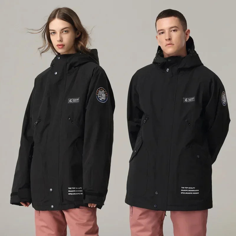 Unisex vinterjacka med huva för skidåkning och snowboard