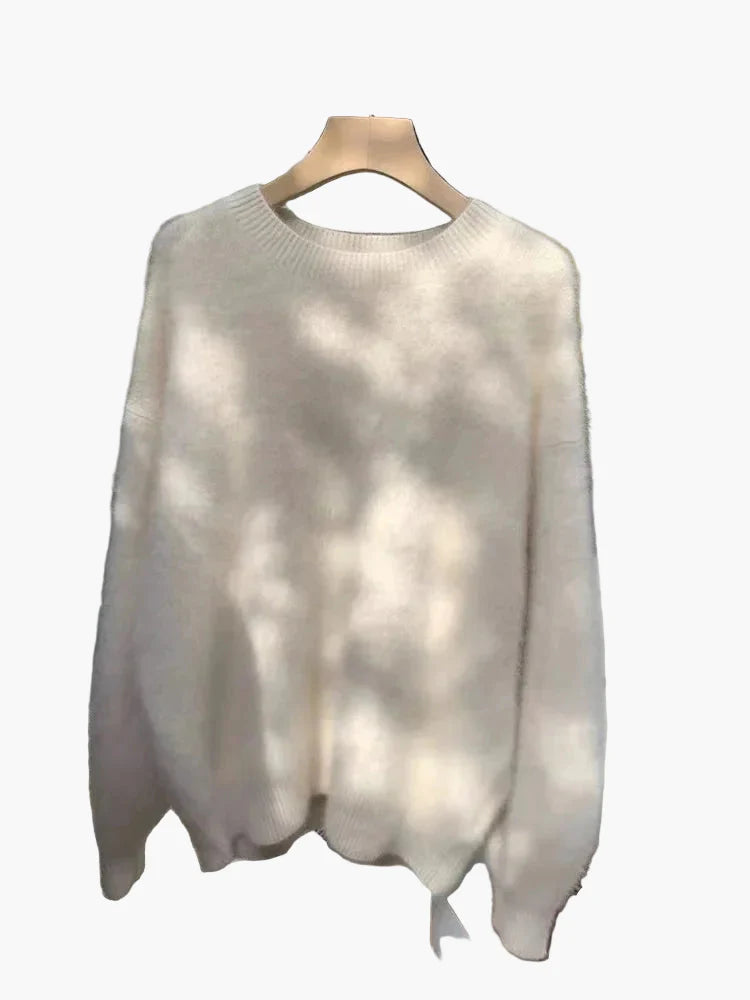 Damtröja Oversized Lös Stickad Tröja för Vardagsbruk och Mysiga Kvällar