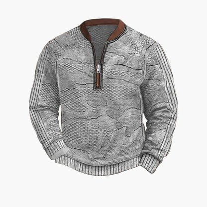 Herrar Halvzip Stickad Tröja med Modern Mönsterdesign för Vardag och Fritid